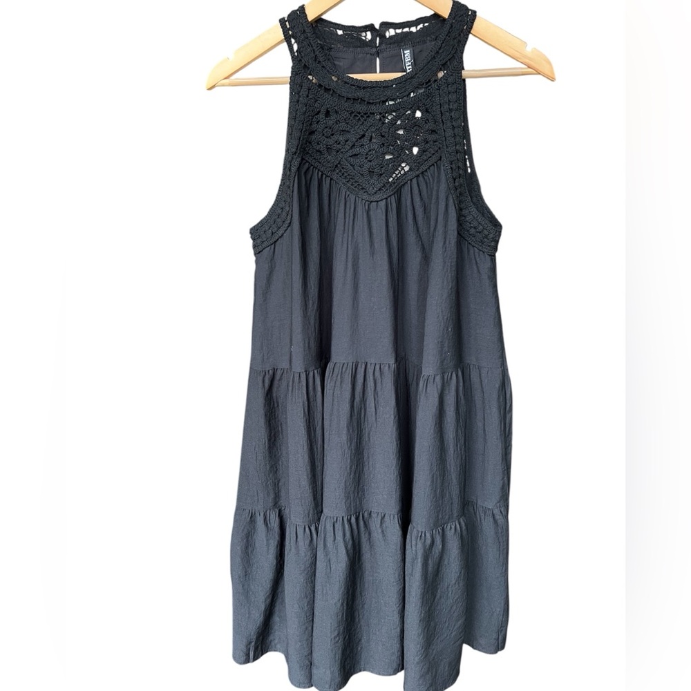 BTFBM black crochet shift Dress - Picture 2 of 12